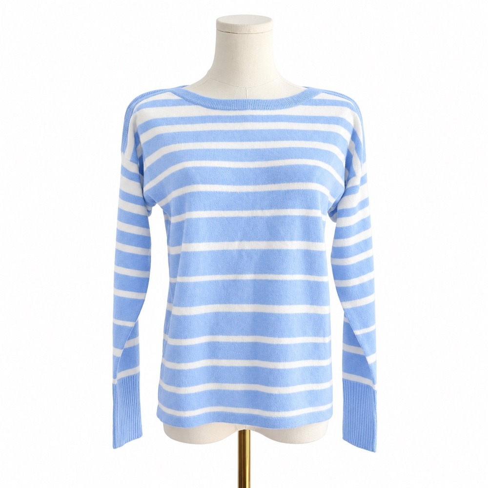 J.McLaughlin XS Cashmere Striped Sweater Nautical Old Money Preppy Blue White